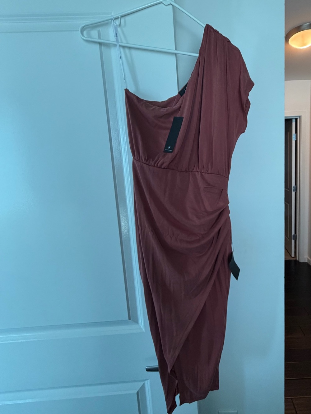 Lulu's One-Shoulder Rust Dress